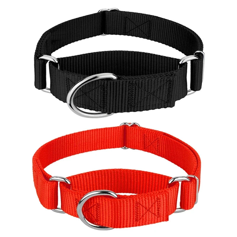 Martingale Dog Collar for Small to Large Breeds, Adjustable Heavy Duty Nylon Half Choking Training Collar for Pulling Dogs