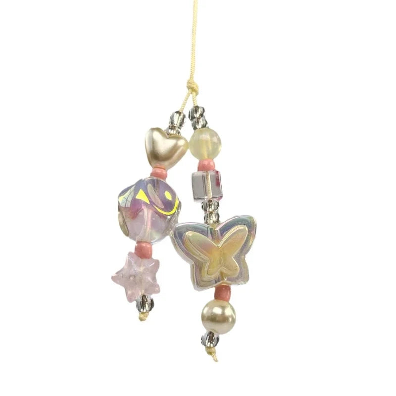 Phone Charm Strap Keychain Kawaii-Cute Crystal Jellyfish Pendant  Phone Chain Bowknot Phone Charm Keycord for  iPhone Camera Bag