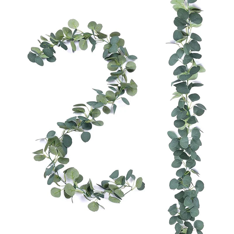 1/2Pcs Artificial Eucalyptus Wreath Silk Fake Eucalyptus Leaf Vine Hanging Wreath Green Wedding Background Home Arch Wall Decor