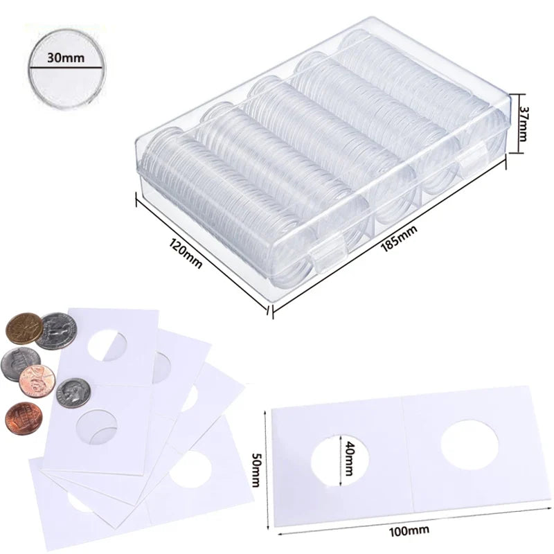 21-45mm Transparents Plastic Coinning Holder Box 10/100pcs Storage Case for Coinning Capsules, Collecting & Protection Containe