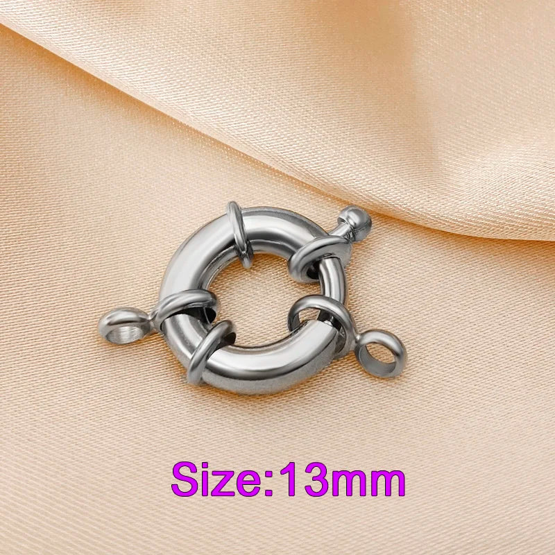 18K Real Gold Color Round Spring Clasps Hooks for Bracelet Clavicle Necklace Clasp Connectors DIY Jewelry Making Supplies