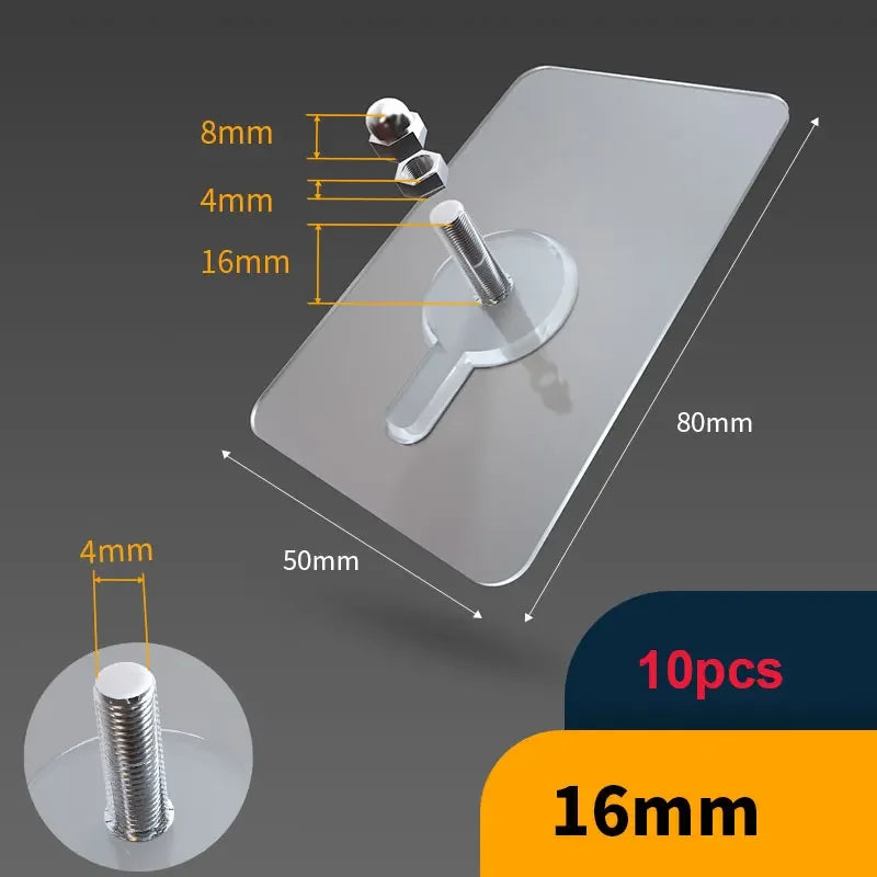 10Pcs Screw Free Stickers Hooks Self-Adhesive Wall Mount Hanging Nails Hooks No-Trace Hooks for Bathroom Kitchen Shower Room