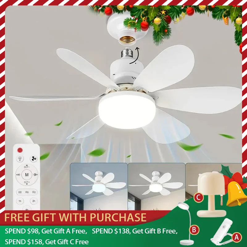 30W/40W Ceiling Fans with Remote Control LED Light Fan, E27 Lamp Base Intelligent Silent Ceiling Fan for Bedroom and Living Room