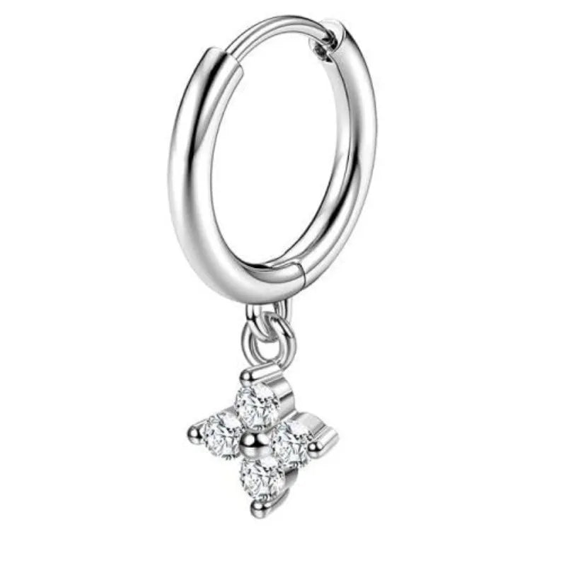 Bobisty 1pc Earrings for Sensitive Ears Surgical Stainless Steel Earrings for Women Dainty Flat Back Earring Stud Hoop Cartilage