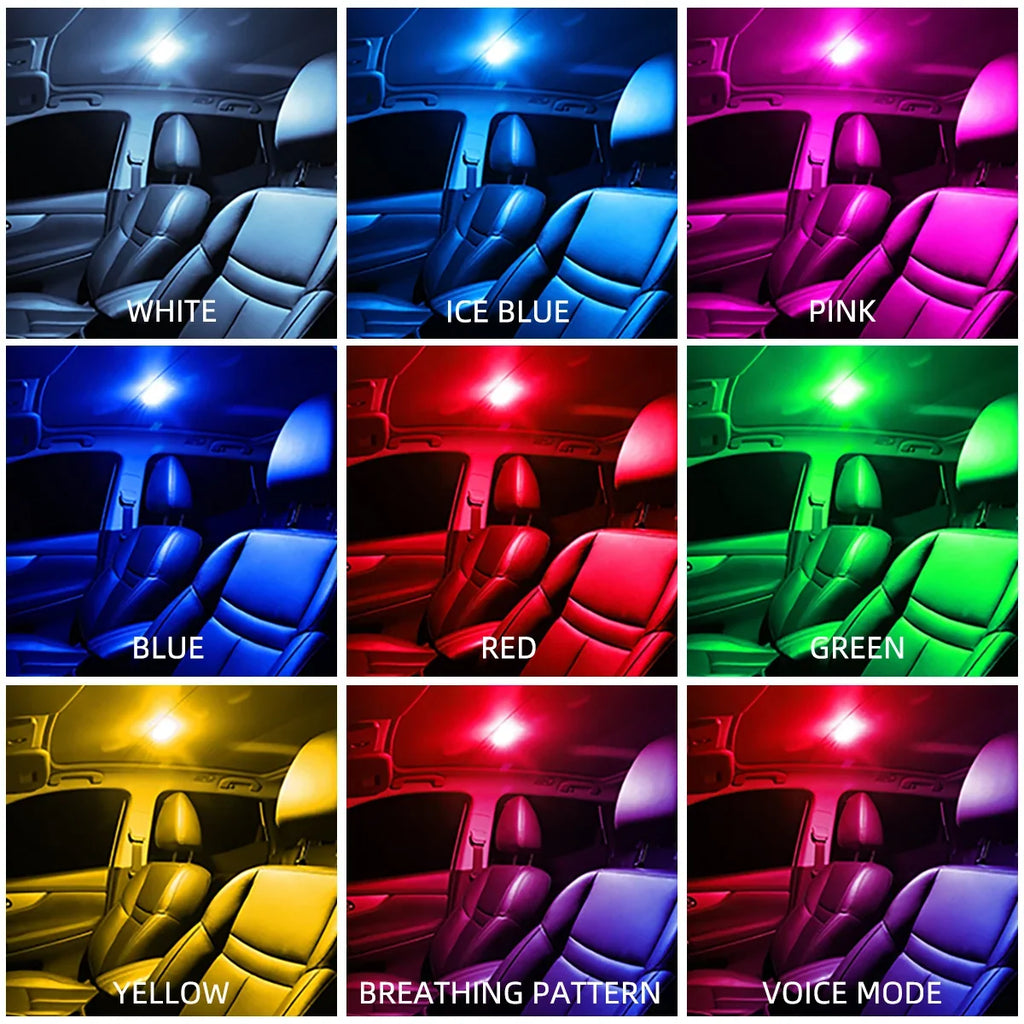 Car LED Touch Light Mini Wireless Car Interior Lighting Magnet Base Car Ceiling Light for Door Foot Trunk Storage USB Charging
