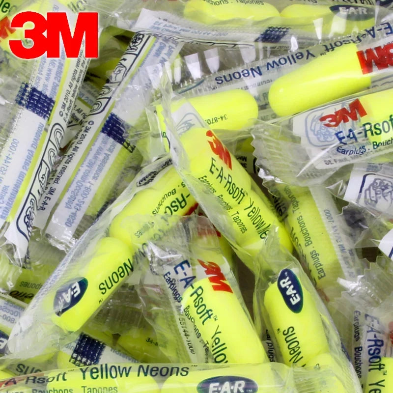 10 Pairs】Genuine 3M 312-1250 Sponge Soft Cord Earplugs Noise Canceling Norope Earplugs Noise Protection Earmuffs