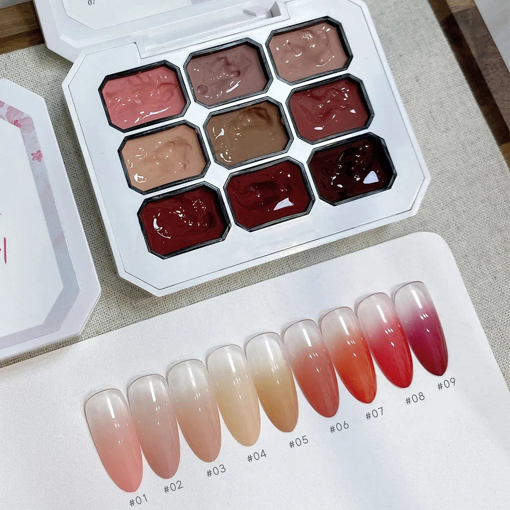 9 Color Painting Gel Nail Polish Nude Pink Painting Gel Smudge Canned High Saturation Popular Semi-solid Nail Polish for Nail Sa