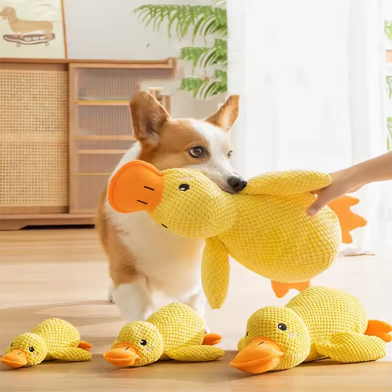 Hot Pet Plush Toy Dog Calming Duck Stuffed Duck Toys Chew Toy Durable Squeaky for Puppy Pet Teeth Cleaning Chew Toy Pet Supplie