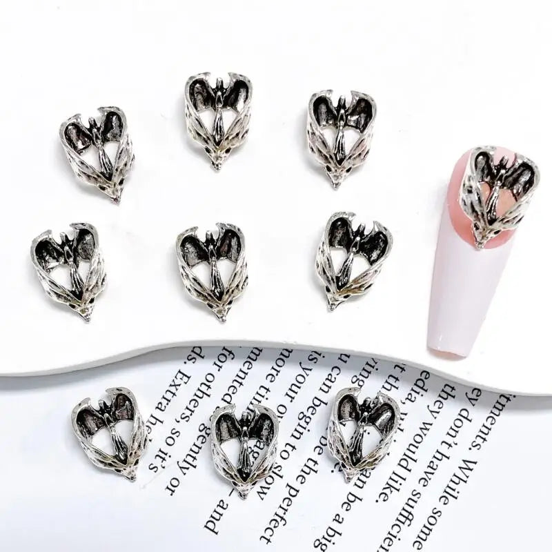 10pcs Gothic Punk Style Nail Art Charms Antique Silver Alloy  Jesus Catholic Cross Accessories Devil Angel Nail Decorations