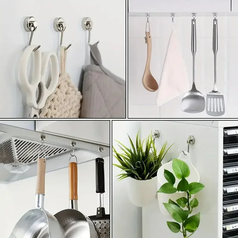 6/12/20pcs Magnetic Hook Heavy Duty Magnet Hook with Swivel Hook for Kitchen, Locker, Refrigerator, Key