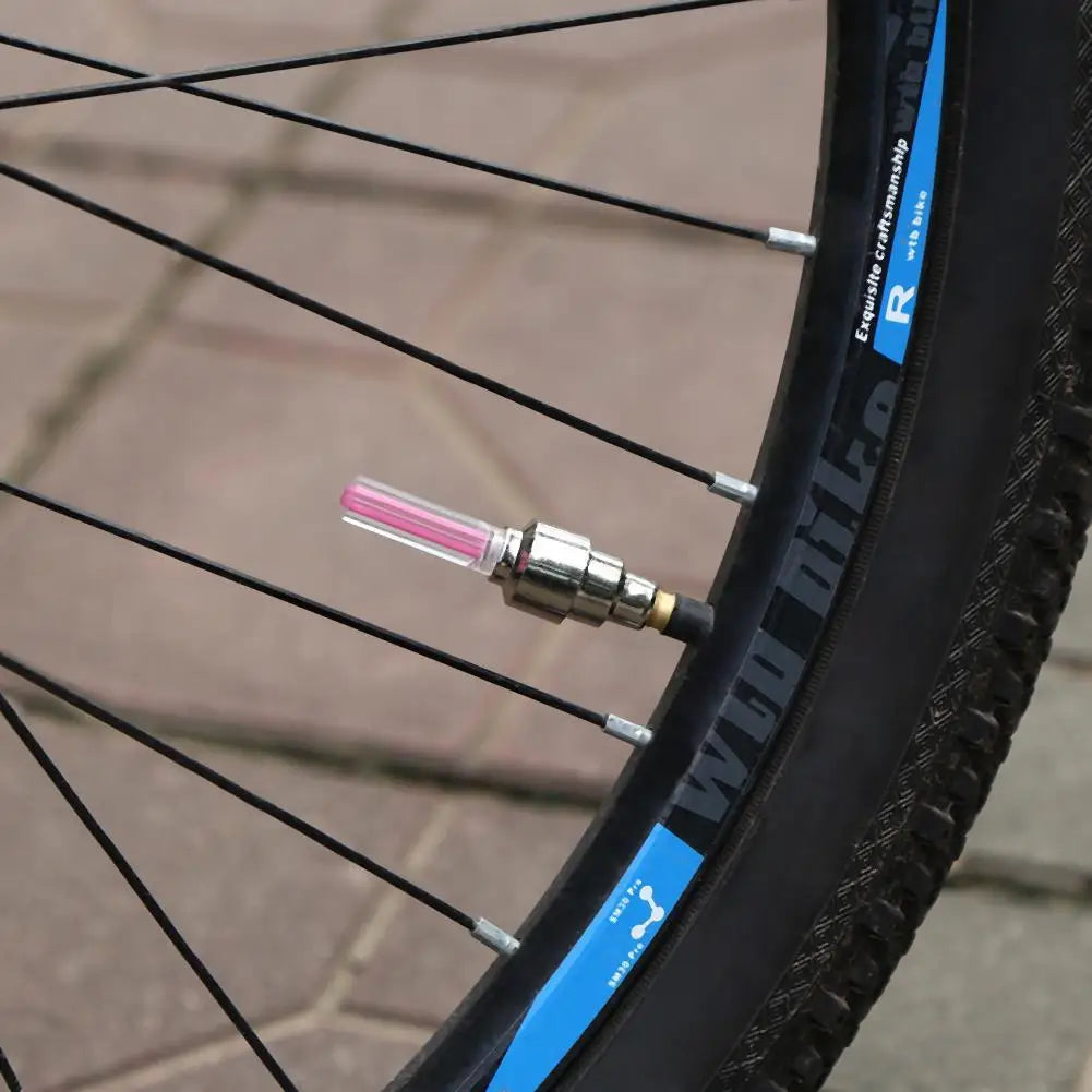 1Pair LED Bicycle Valve Light Neon Bicycle Spoke Light, Bicycle Tire Valve Light, Night Riding Warning Light Bicycle Accessories