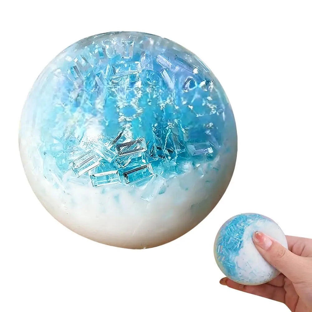 Soft Crushed Ice Squeeze Ball Toy TPR Shapeable Stress Relief Toy Crystal Ice Cracked Sensory Fidget Toy For Stress Anxiety
