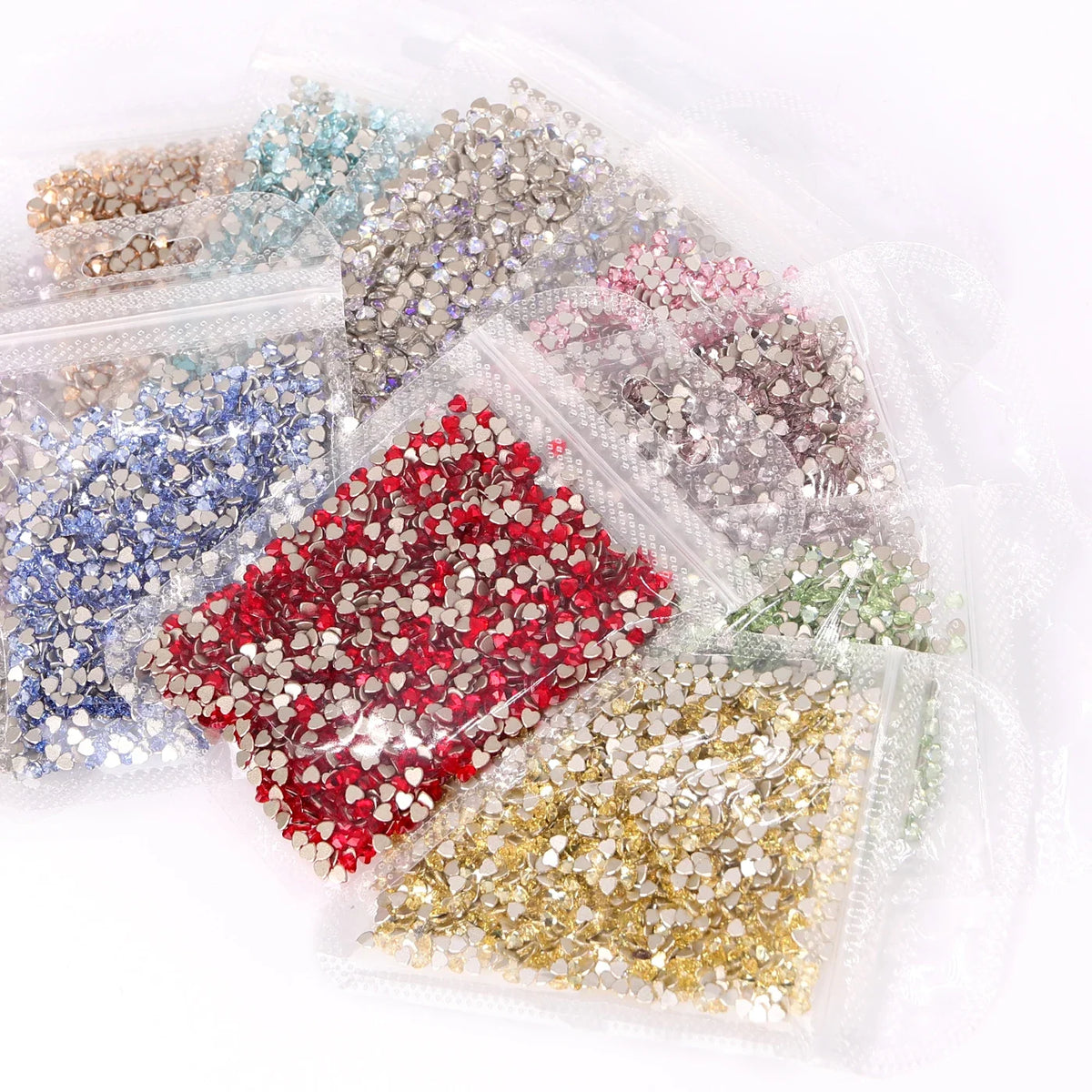 3*3mm Glass Flat Bottom Nail Drill Rhinestones Heart Shape Series Glitter Flatback Crystal For DIY Nail Art Drill Decoration