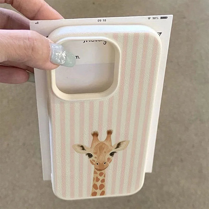 Phone Case For Xiaomi 15 14 13 15T 14T 13T Poco F7 F6 F5 M6 X7 X6 X5 Pro Striped Background Giraffe Illustration Patterns Cover