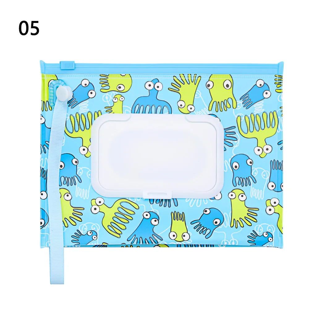 New Baby Wet Wipe Pouch Flip Cover Wipes Holder Case Reusable Tissue Box Refillable Carrying Case Portable Stroller Accessories
