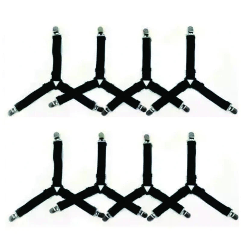 Universal Bedsheet Corner Tightener Clips Invisible Bedspread Secure Holder with Heavy-Duty Mattress Straps Sheets Slot Locks