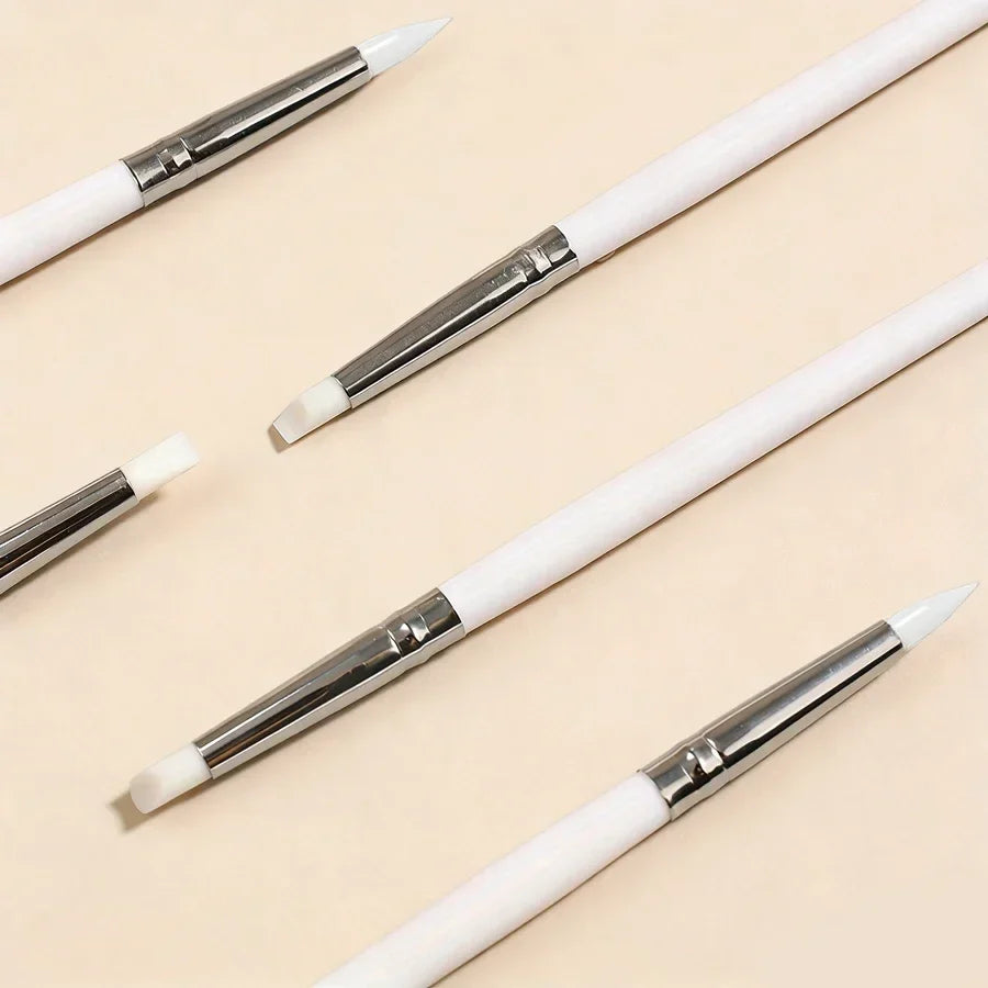 5Pcs/Set Professional Silicone Nail Brushes for UV Gel Polish 3D Nail Art DIY Dotting Tools Manicure Pens