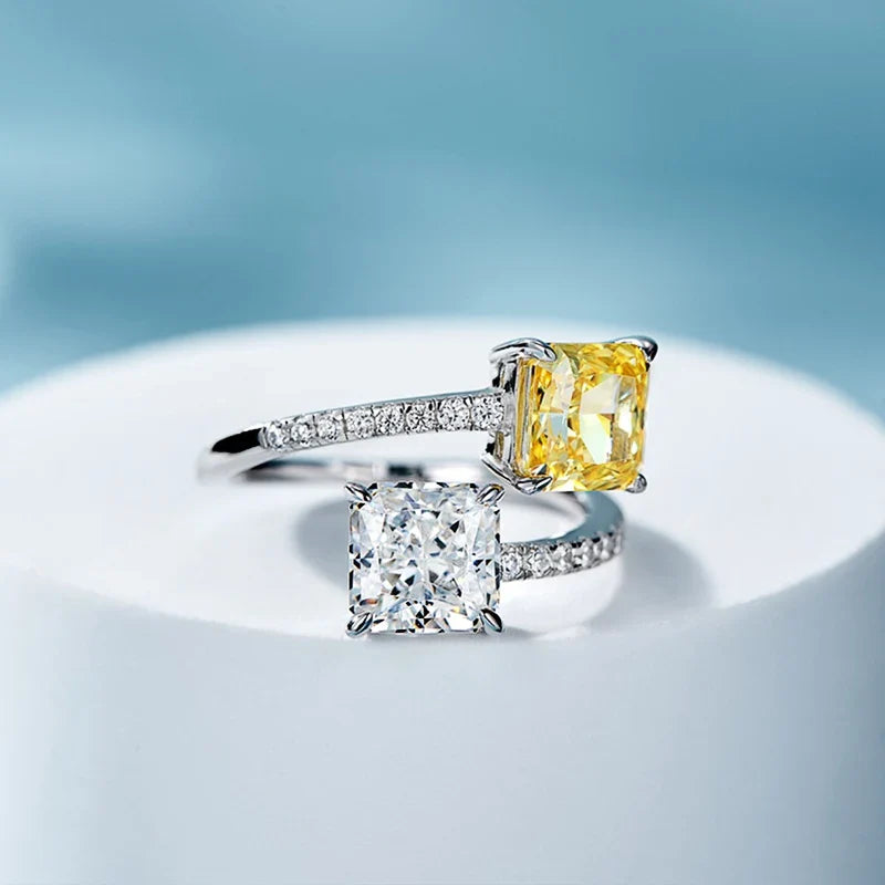 Huitan Modern Fashion Design Adjustable Ring Female Engagement Jewelry with Bright Zirconia Stylish Finger Accessories for Women