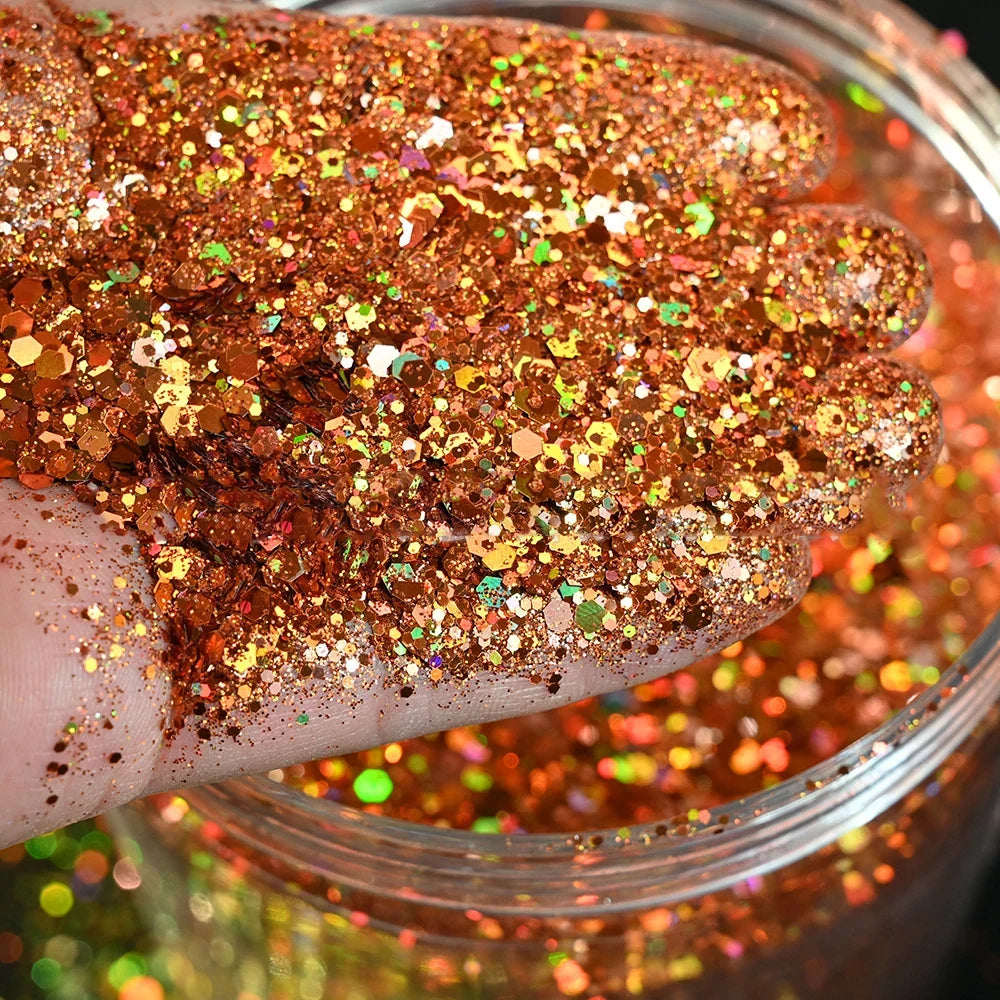 50g Christmas Red Chunky Glitter Sequins Mixed-Size Loose Bulk Chunky Glitter Nail Sequins Holographic Hexagon Flakes &*&