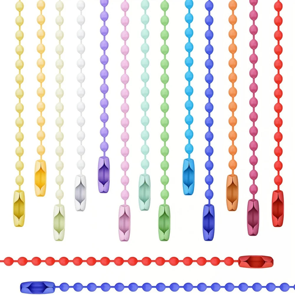20pcs/Lot 10/12cm Iron Colorful Ball Bead Chain Fits Key Chain Dolls Label Hand Tag Connectors DIY Jewelry Making Supplies