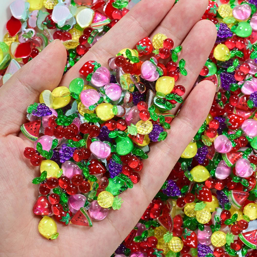 50Pcs 3D Cute Strawberry Nail Art Decorations Fashion Cartoon Fruits Nail Charms for Kawaii DIY Phone Case Crafts Manicure Parts