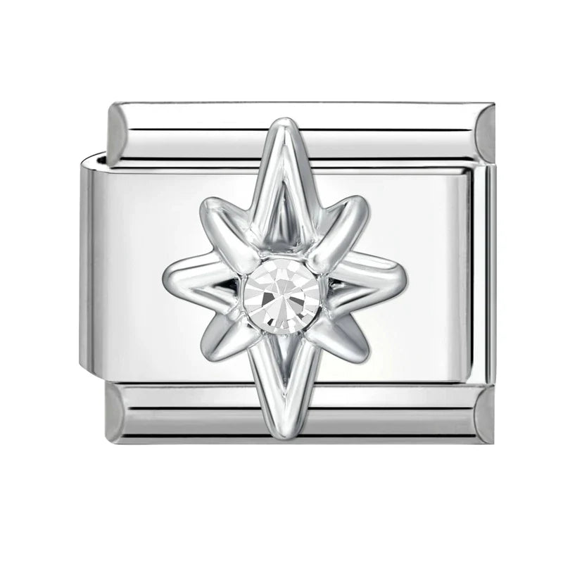 Y2K Romantic Heart Eyes Star Bow Knot Butterfly Zircon Charm Italian Links Fit 9mm Bracelet Stainless Steel Making DIY Jewelry