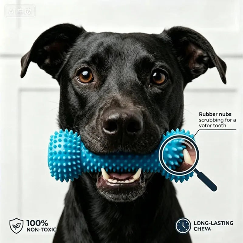 Durable Rubber Dog Bone Chew Toy with Safety Rope Teeth Cleaning Bite Toy for Puppy Pet Training