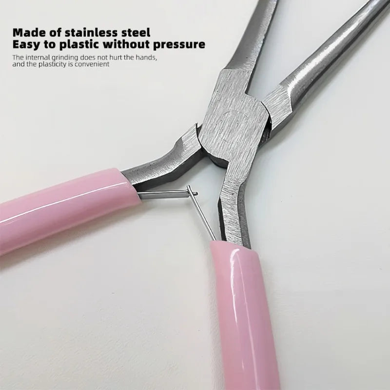 Nail Tip Pliers Pink Long Nose Nail Shaping Clips Soft Silicone Handle Nail Extension Forming Tweezers DIY Manicure Tool