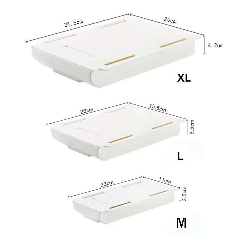 Adhesive Under Desk Drawer Organizer Hidden Table Storage Box Slide Out Tray Simple Sundries Cosmetics Stationery Organizer