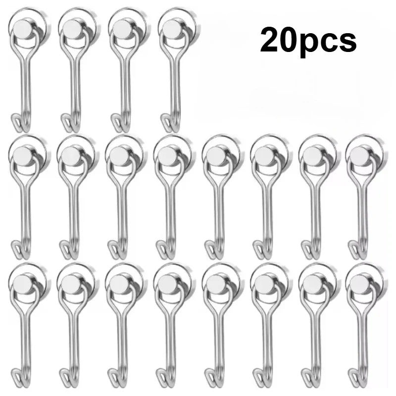 6/12/20pcs Magnetic Hook Heavy Duty Magnet Hook with Swivel Hook for Kitchen, Locker, Refrigerator, Key