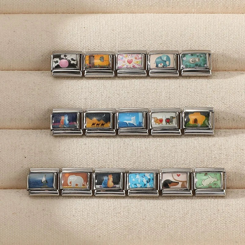 2026 Beautiful Blue Sea Sky Seagull Cat Butterfly Italian Charm Links Fit 9mm Stainless Steel Bracelet Jewelry DIY Making Gift
