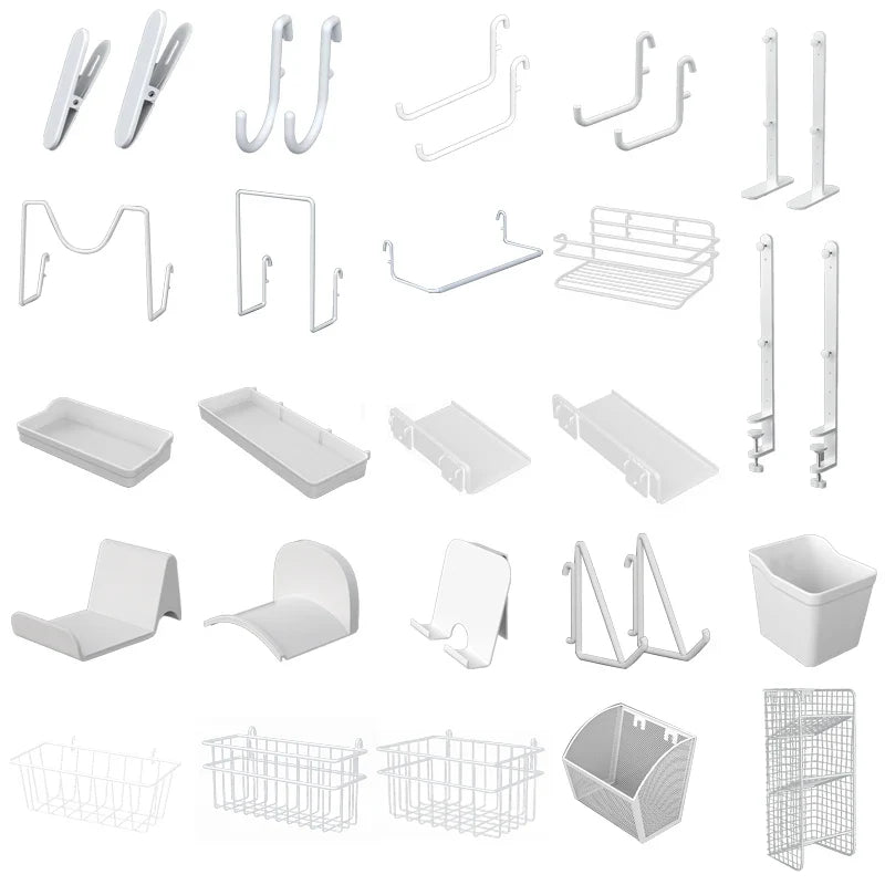Study Room Pegboard with Shelves Tool Free Wall Grid Scratch Proof Easy to Install for Computer Desk Accessories