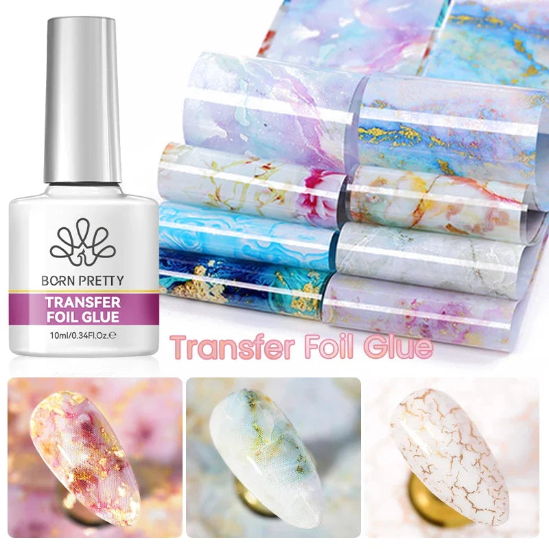 BORN PRETTY Nail Foil Glue Gel 10ML Foil Transfer Gel for Foil Nails Stickers DIY Nail Art Manicure Salon Home UV LED Lamp Need