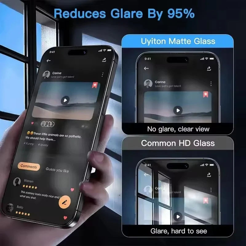 1-5Pcs Oleophobic Dust Free Easy Installation Matte Screen Protector For iPhone 18 Pro Max 17 13 14 11 12 15 16 Pro Max XR Glass