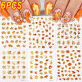 12Pcs Autumn Maple Leaves Animal Nail Stickers Mixed Cartoon Fox Deer Squirrel Adhesive Nail Decals DIY Fall Manicure Decoration