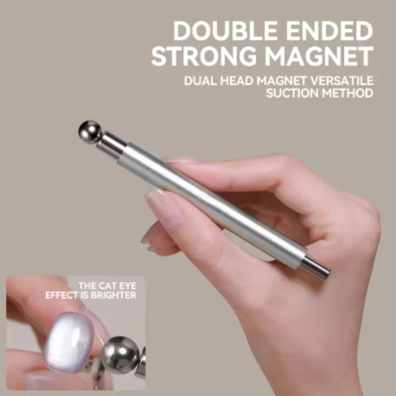Nail Art Nail Magnetic Stick Cat Eye Magnetic Ball Aluminum Handle Cylindrical UV Gel Magnet Tools Double End Nail Design Tools