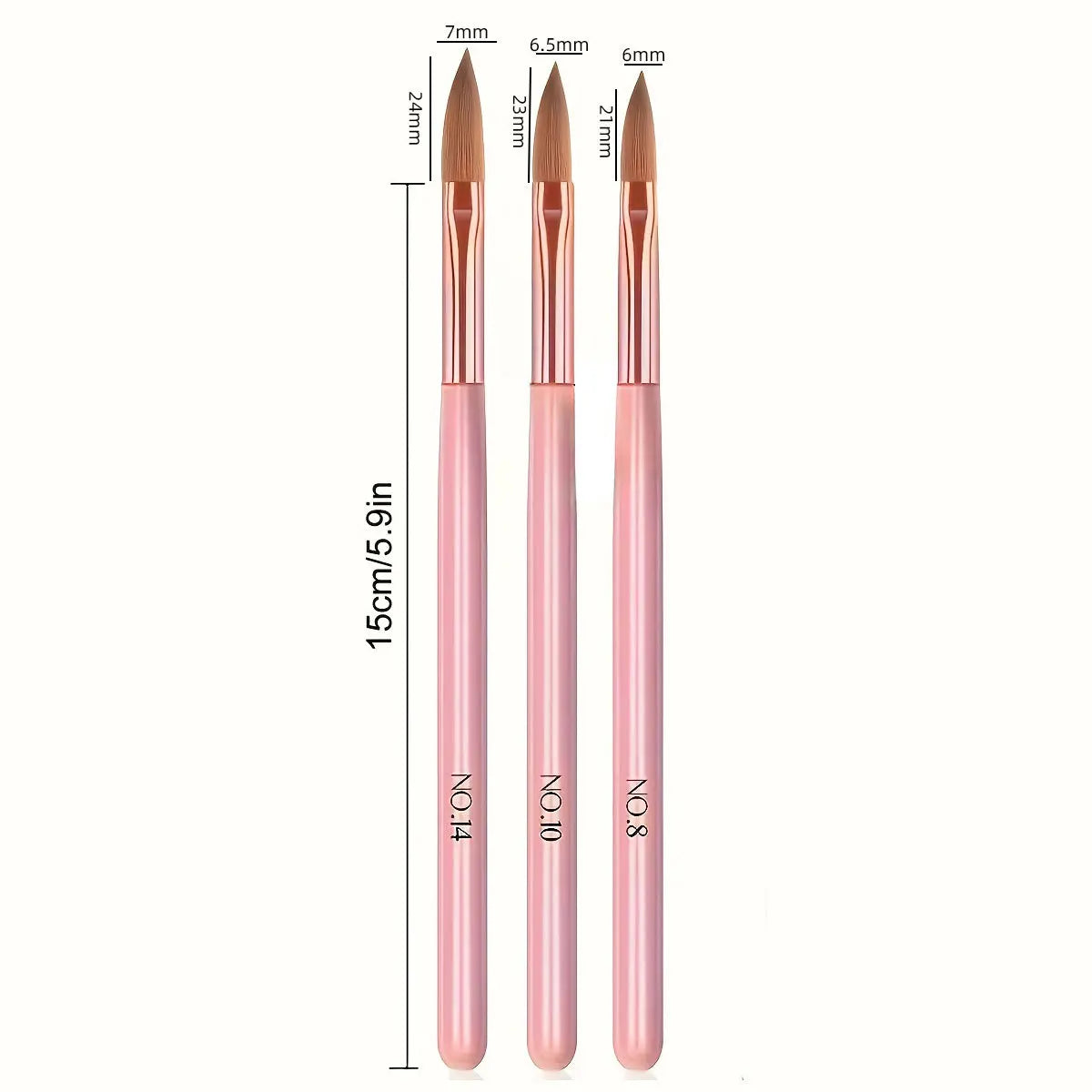 Pink Handle Nail Art Brush 3Pcs Set French Crystal Carving Pen Acrylic Application Painting Manicure Tools for Nail Design