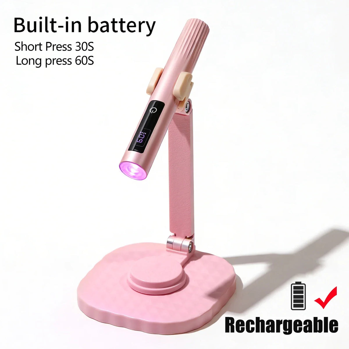 YIKOOLIN Mini Handheld UV Light Nail Lamp with Stand Handheld UV Light with Display for Gel Nail Rechargeable USB Nail Dryer