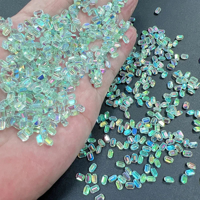 50pcs 3D Aurora Sugar Cube Diamond Nail Art Charms Luxury Glitter Crystal Rhinestones Candy Design Nail Decorations Accessories