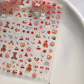 Embossed Nail Stickers Mini Christmas Tree Snowflake Cute Cartoon Bear Puppy Cat Back Glue Nail Accessories 3D Decrations Decals