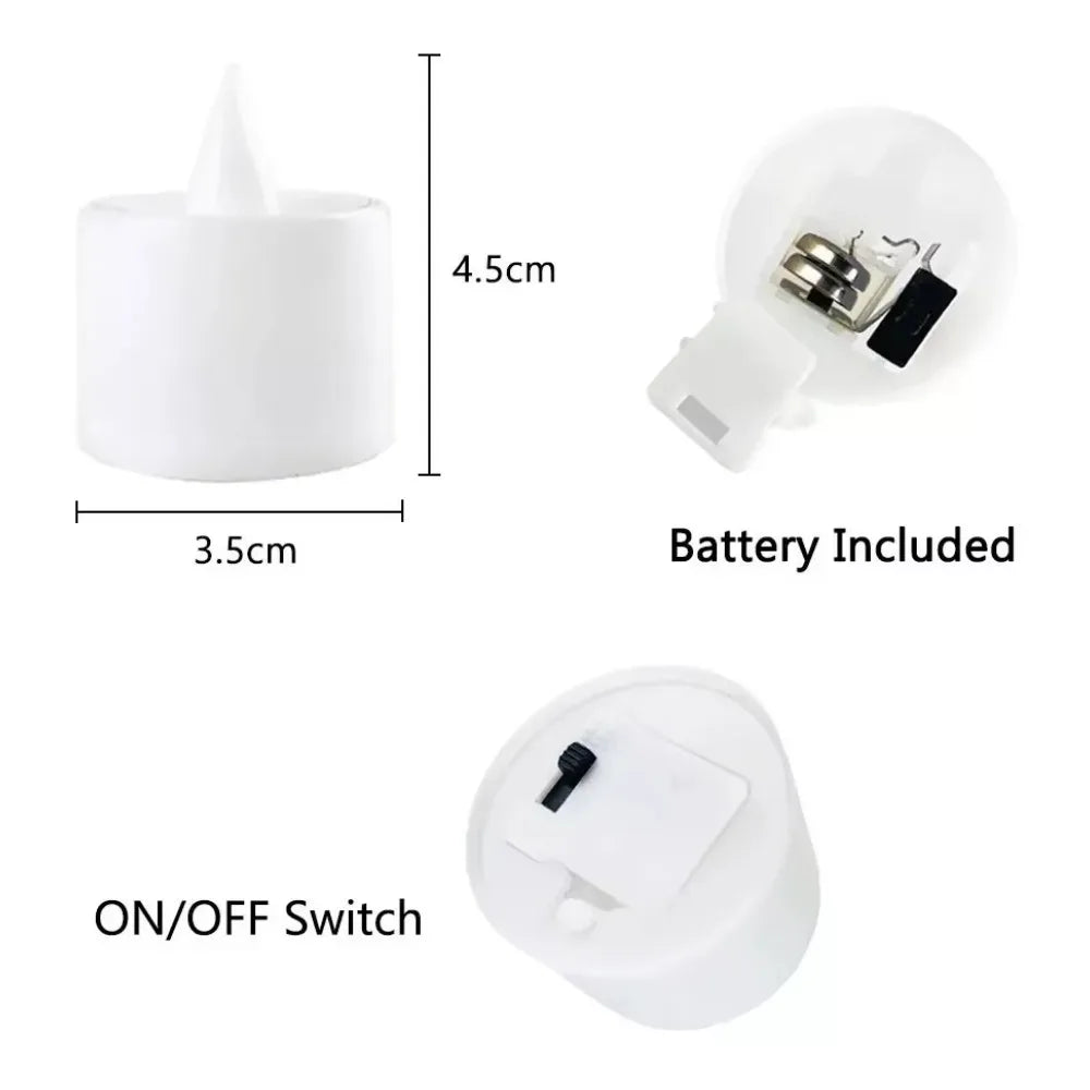 Fake LED Tea Light Flameless Candle, Battery Operated Lamp for Wedding Birthday Home Candlestick Ornament