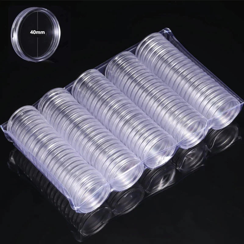 21-45mm Transparents Plastic Coinning Holder Box 10/100pcs Storage Case for Coinning Capsules, Collecting & Protection Containe