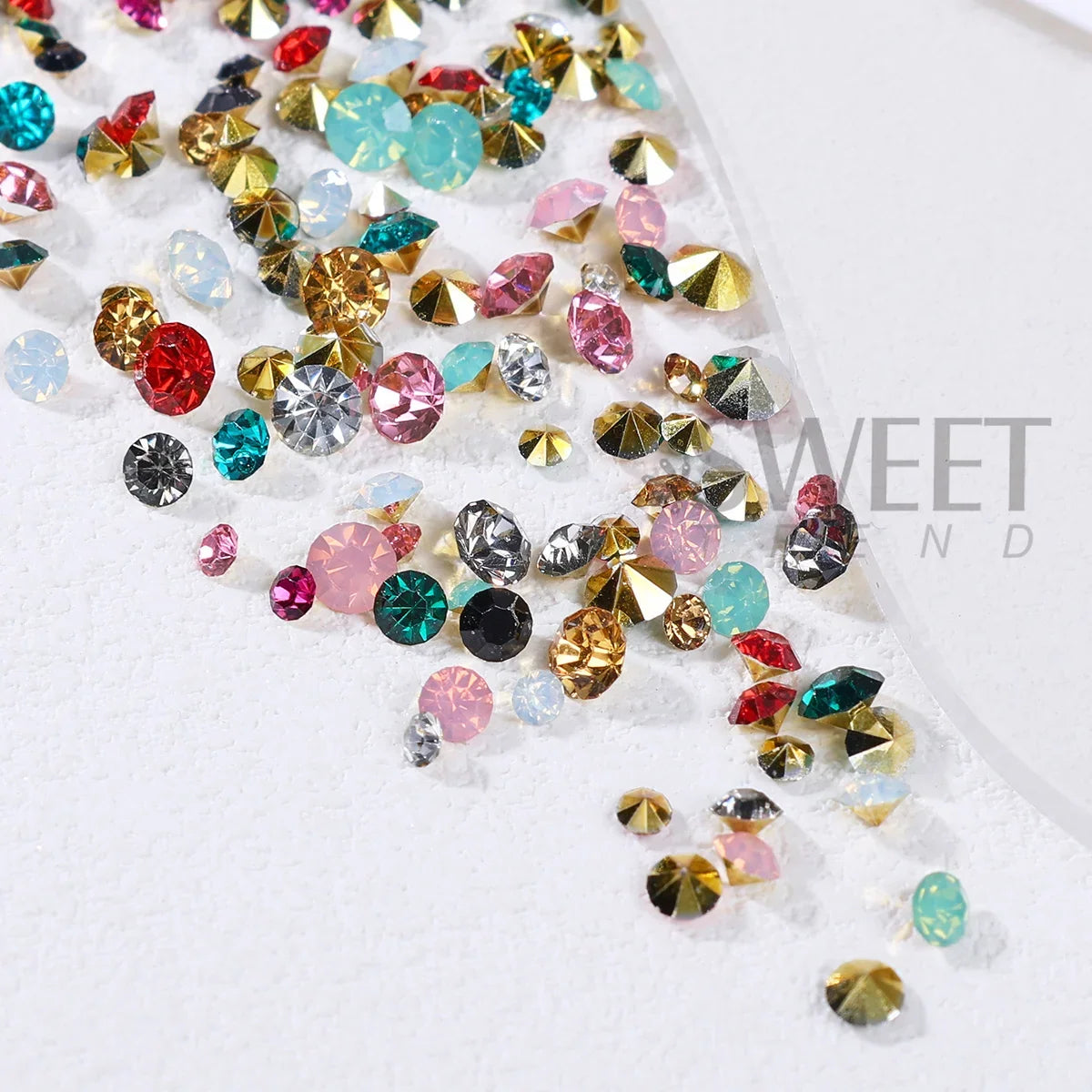 2pcs Colorful Pointed Bottom Nail Art Rhinestone Pink Green Yellow Spring Color Diamond Jewelry Fresh Valentine's Manicure Decor