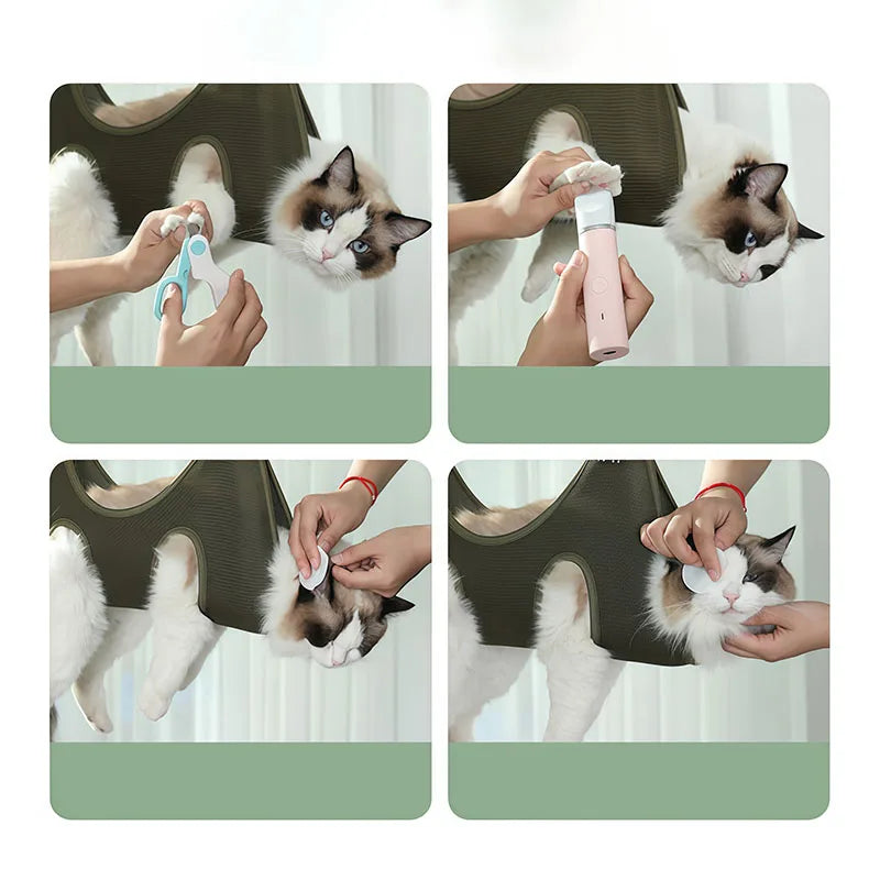 Pet Grooming Hammock for Cat Dog Nail Clipping Trimming Restraint Bag with Hooks Anti-Scratch Helper for Feeding Bathing Hair