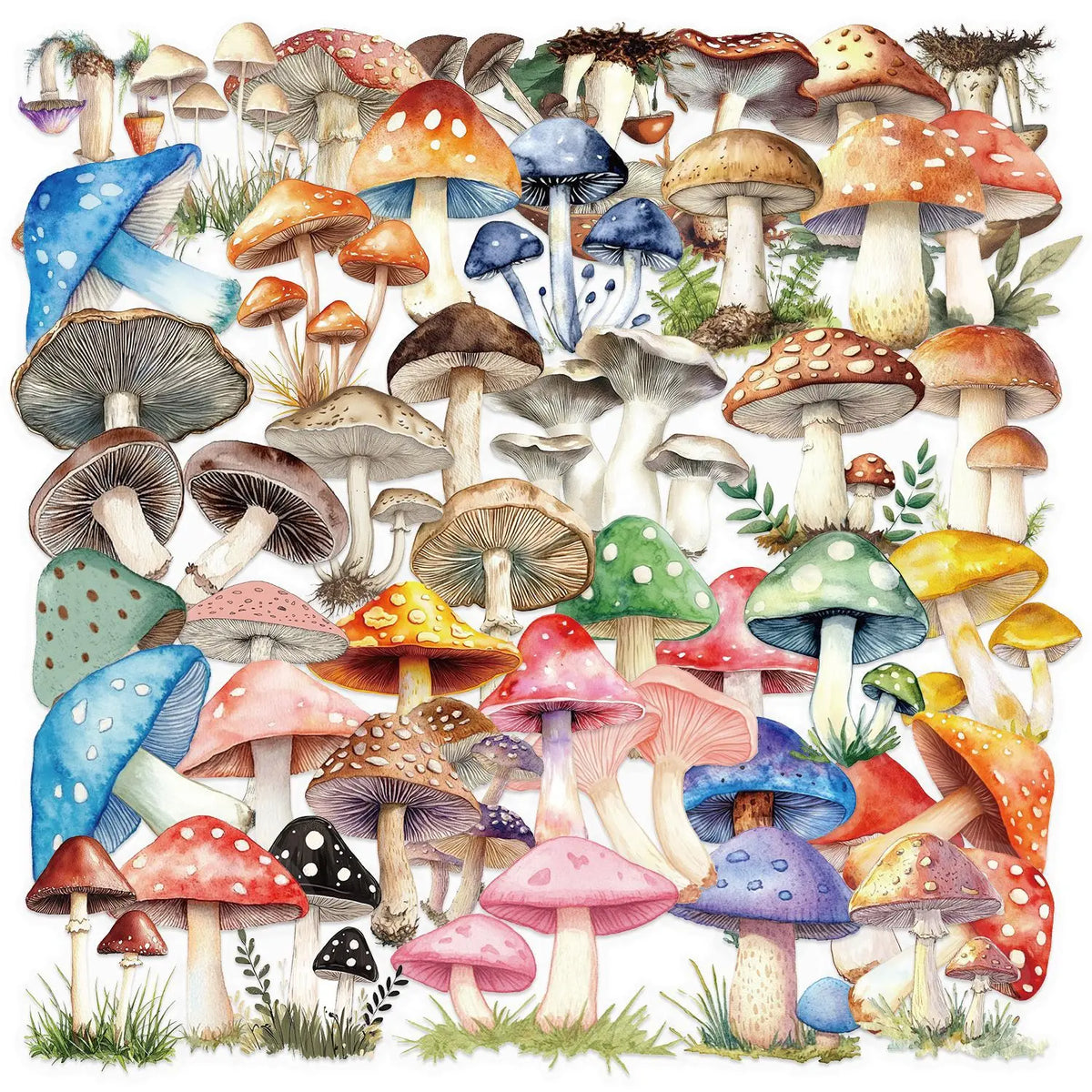 50pcs Aesthetic Mushroom Stickers Pack for Water Bottle, Mushroom Decor Gifts for Women Girl, Cute Vinyl Waterproof Decals