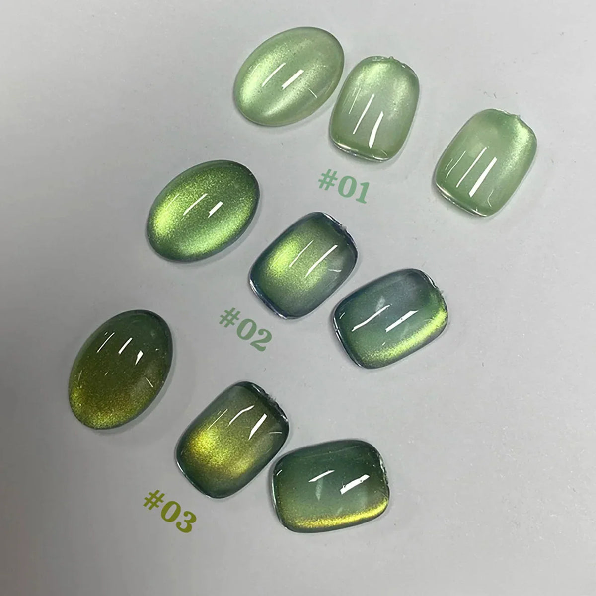 12ML 1PCS Whitening Green Light Glass Bead Star Bamboo Green Series Cat Eye Magnet Gel Nail Polish Nail Set Green Nails
