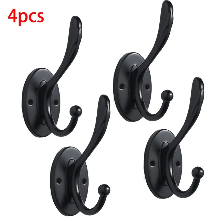 2/4pcs metal wall hooks, wall-mounted aluminum material hooks - Easy to install, adhesive type, suitable for clothes, hats.