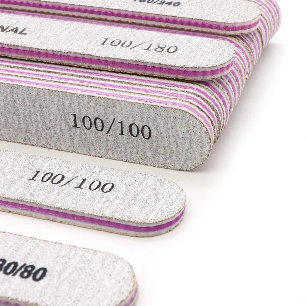 5/10pcs Nail Files Multi Grit Grey Zebra Straight Washable Double Sided Emery Board for Thick Nail Shaping & Removal