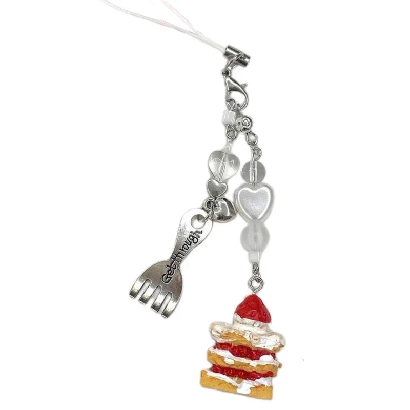 Phone Charm Strap Keychain Kawaii-Cute Crystal Jellyfish Pendant  Phone Chain Bowknot Phone Charm Keycord for  iPhone Camera Bag