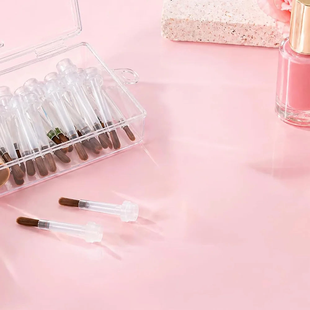 20pcs Disposable Nail Polish Brushes with Box Wood Handle Gel Polish Replacement Brush Box Set for Dip Base Coat Salon Tools